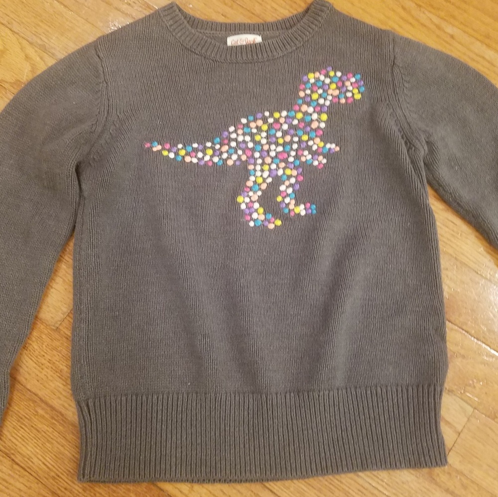 Girls Colorful Dinosaur Sweater